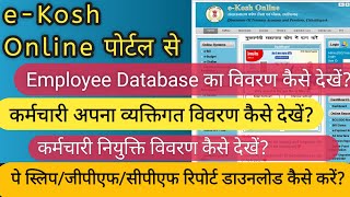 EKosh Online Employee Database Details Kaise Dekhencg ekosh पोर्टल पर व्यक्तिगत जानकारी कैसे देखें [upl. by Halil]