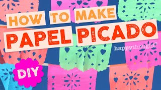 How to make your own DIY papel picado Parties or fiestas at home Printable template • Happythought [upl. by Onitrof]