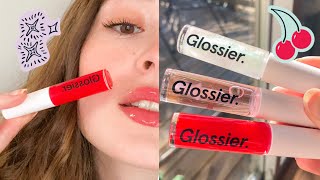 NEW SHADES of Glossier Lip Gloss REVIEW  SWATCHES 🍒 [upl. by Dygall]