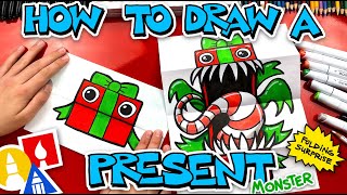 How To Draw A Present Monster Folding Surprise [upl. by Ayojal676]