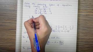 Cramers Rule Solved Example  3x3 matrix [upl. by Lorou]