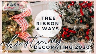 HOW TO PUT RIBBON ON A CHRISTMAS TREE  4 EASY RIBBON TUTORIALS [upl. by Linnie]