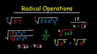 Simplifying Radical Expressions Adding Subtracting Multiplying Dividing amp Rationalize [upl. by Lluj408]