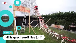 Nederlandse YouTubers bouwen een achtbaan in de tuin [upl. by Lerrehs]