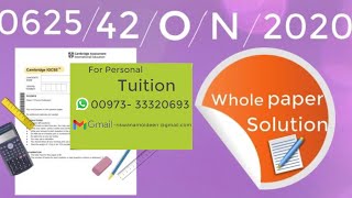 062542ON2020 Solution IGCSE Physics paper 42 OctNov 2020 [upl. by Atoiganap]