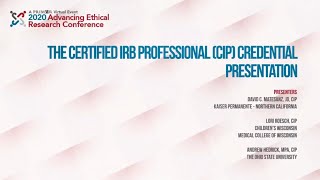 The Certified IRB Professional CIP Credential [upl. by Volkan]