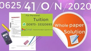 062541ON20 whole paper Solution IGCSE Physics paper 41  OCTNOV 2020 [upl. by Corson]