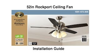 How to Install the Hampton Bay 52quot Rockport Ceiling Fan [upl. by Owiat]