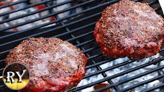 Smoked Pepper Crusted Bison Burger On The Weber Kettle [upl. by Marlin951]