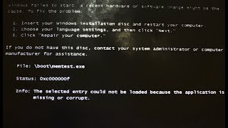 How to Fix Windows Memory Diagnostic Error quot File \boot\memtestexe status  0xc000000f quot [upl. by Nwahsan]