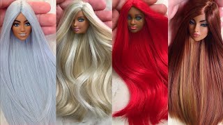 Barbie Doll Makeover Transformation  DIY Miniature Ideas for Barbie  Wig Dress Faceup and More [upl. by Alyss354]