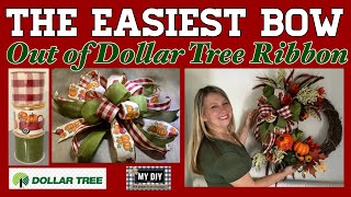 Dollar Tree Ribbon Bow Tutorial DIY  Bestie Bow  BEAUTIFUL amp EASY BOW 🎀 [upl. by Ahsehat]