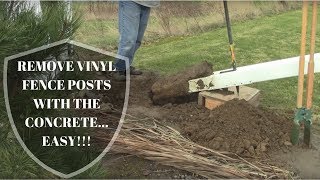 Remove Vinyl Fence Posts WITH Concrete SUPER EASY [upl. by Elokkin]