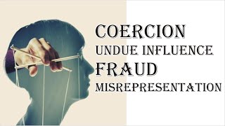 Coercion Undue Influence Fraud Misrepresentation  Indian Contract Act 1872  Law Guru [upl. by Etnoed29]