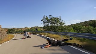 Downhill Skater CRASHES into guardrail at HIGH SPEED [upl. by Bannister]