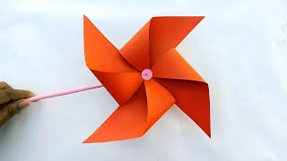 How to make Paper Windmill Easy  Making paper Pinwheel  DIY [upl. by Lauryn765]