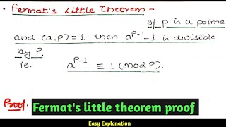 Fermats little theorem proof  Number Theory [upl. by Eiramyma546]