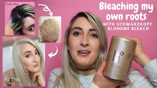 BLEACHING ROOTS AT HOME using BLONDME SCHWARZKOPF  Review and process  Elizabeth Keenan [upl. by Sholley]