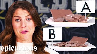 Chocolate Expert Guesses Cheap vs Expensive Chocolate  Price Points  Epicurious [upl. by Lucienne272]