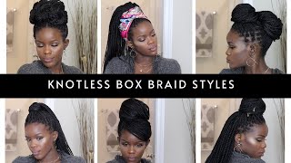 12 EASY KNOTLESS BOX BRAID STYLES [upl. by Lynnelle]