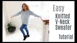 The Easiest VNeck knitted sweater [upl. by Yursa240]