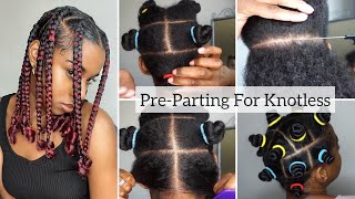 PreParting Jumbo Knotless Box Braids Beginner Friendly Highly Requested [upl. by Elberfeld]