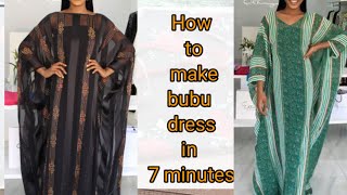 How to cut and sew bubu kaftan dress in 7 minutes Nelostitches [upl. by Terrene]