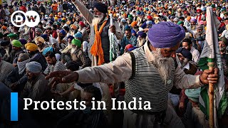 Farmers protests in India intensify  DW News [upl. by Eicak]