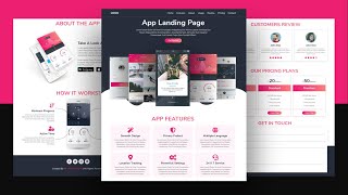 How To Make An  App Landing Page  Website Design Using HTML  CSS  JAVASCRIPT  Step By Step [upl. by Tepper]