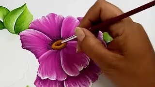 Pintura Textil Pintura En Tela  Como Pintar Flores Fácil [upl. by Attelrac751]