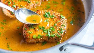 The Best Juicy Skillet Pork Chops Recipe [upl. by Kally151]