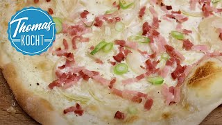 Elsässer Flammkuchen selber machen  Rezept ohne Hefe  Thomas kocht [upl. by Pine]