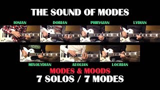 The Sound Of The 7 MAJOR SCALE MODES  GUITAR SOLOS  Ionian Dorian Phrygian Lydian Mixolydian [upl. by Noimad620]