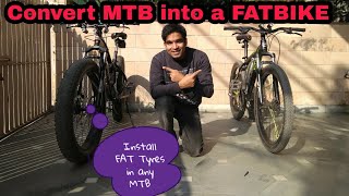 How To Convert any MTB into Fatbike  just 1200rs only  Install Fat Tyres in bicycle  Plus Bike [upl. by Willem]