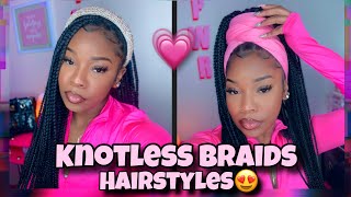 10 WAYS TO STYLE KNOTLESS BRAIDSBox braids 💗  Tymarrahgi ✨ [upl. by Downes]