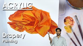 How to Paint Drapery in Acrylic  Fabric Folds Painting  step by step  Supriyo [upl. by Leopoldine746]