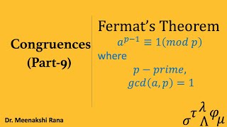 Congruences  Part 9 Fermats Theorem [upl. by Dercy]