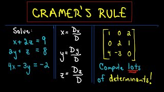 Cramers Rule to Solve a System of 3 Linear Equations  Example 1 [upl. by Ahsitam324]