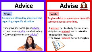 ADVICE vs ADVISE 🤔 Whats the difference  Learn with examples [upl. by Augusto439]