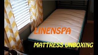 LINENSPA 8quot HYBRID MATTRESS UNBOXING FROM AMAZON [upl. by Dnarb]