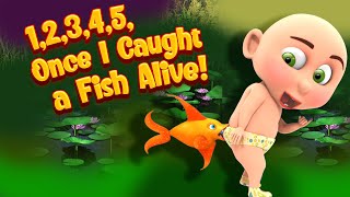 12345 once i caught a fish alive nursery rhyme  One two three four five [upl. by Lyrem]