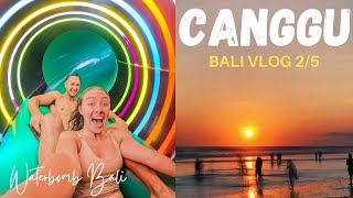 Canggu Bali vlog best sunset spots villa restaurants  Waterbomb Bali  Bali vlog 25 [upl. by Aerb]