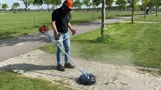 Weg met Onkruid STIHL FS 460 CEM L bosmaaier met WeedGo onkruidborstel [upl. by Nanice]