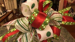 Christmas Funky Bow Tutorial 2018 [upl. by Olivann]