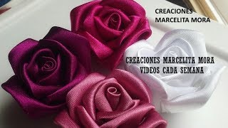 DIYComo Hacer Rosas Flores en TelaHow To Make Easy Fabric Flower RosesРозаクリップ簪 [upl. by Annaeerb]