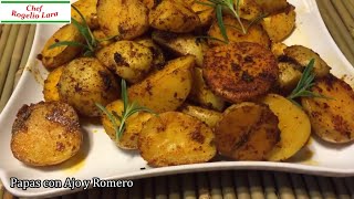 PAPAS AL HORNO CON AJO Y ROMERO DELICIOSA RECETA [upl. by Nisbet]