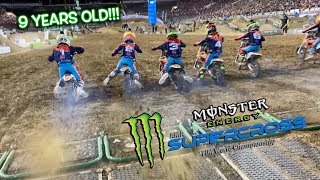 LITTLE KIDS RACING VEGAS SUPERCROSS Huckson Deegan races the KTM Challenge [upl. by Bolen763]