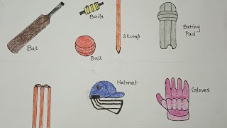 How to draw cricket related stuffs for kids [upl. by Tavia]