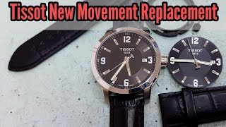 How To Changing a Tissot Watch Quartz Movement and Leather Straps  Watch Repair Channel [upl. by Yseulte442]