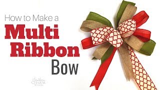 How To Tie A Bow Using Multiple Ribbons for Wreaths [upl. by Akemrehs752]